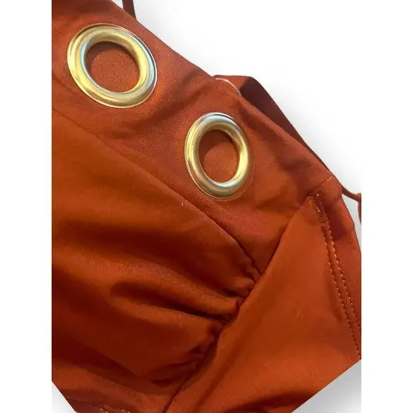 Gibson Latimer Bandeau Grommet Bikini Swim Top | Sz L, Copper Orange - Picture 6 of 7